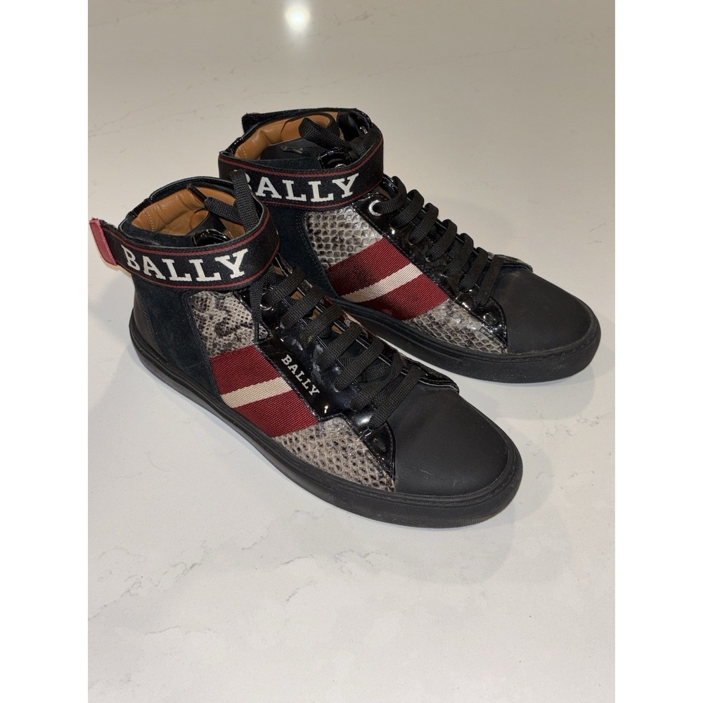 EUC Bally Heros High-Top Sneakers Snakeskin Embossed Leather Men's Size 9